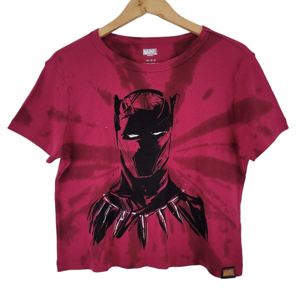 Marvel Artist Series Nikkolas Smith Black Panther Cropped Dye Tee T-Shirt Sz L